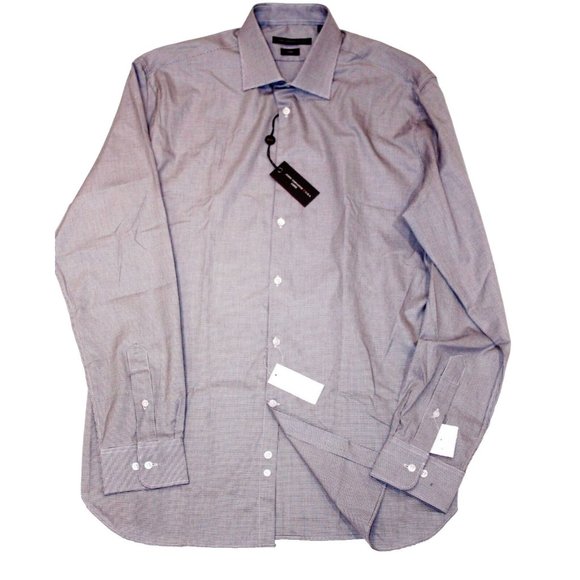 JOHN VARVATOS LUXE USA HERRINGBONE COTTON SHIRT BERBER ( 16.5 ) - Picture 1 of 2